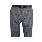 Mens Suit RENOIR English Plaid Window Pane Stretch Slim Fit Comfort 293 - 14 Gray - J.Valintin Men's Wear Legend - 19099