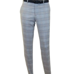 Mens Suit RENOIR English Plaid Window Pane Stretch Slim Fit Comfort 293 - 3 Blue - J.Valintin Men's Wear Legend - 93923