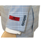Mens Suit RENOIR English Plaid Window Pane Stretch Slim Fit Comfort 293 - 3 Blue - J.Valintin Men's Wear Legend - 93923