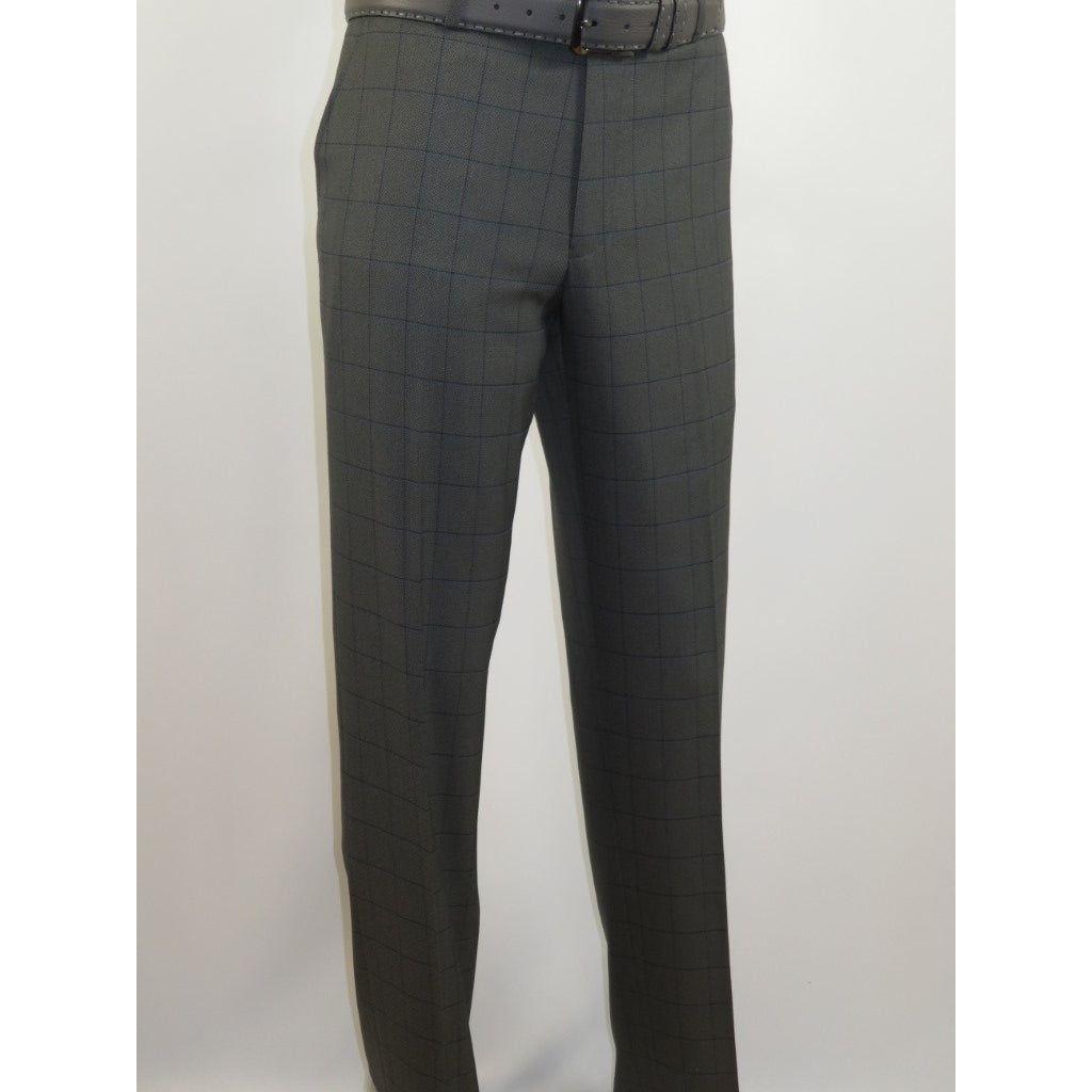 Mens Suit RENOIR English Window Pane Classic Fit Business 292 - 2 Gray Blue - J.Valintin Men's Wear Legend - 19068
