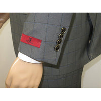 Mens Suit RENOIR English Window Pane Classic Fit Business 292 - 2 Gray Blue - J.Valintin Men's Wear Legend - 19068