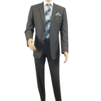 Mens Suit RENOIR English Window Pane Classic Fit Business 292 - 2 Gray Blue - J.Valintin Men's Wear Legend - 19068
