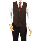 Men's Suit Separate Vest V - neck Adjustable Strap 5Button 201 - 5 Brown - J.Valintin Men's Wear Legend - 201 - 5 - Brown Vest - 36