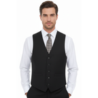 Men's Renoir Suit Vest V-neck Adjustable Strap 5Button 2Pockets 201-1 Black