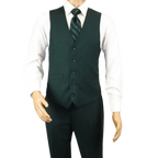 Men's Suit Separate Vest V - neck Adjustable Strap 5Button 2Pockets 201 - 9 Green - J.Valintin Men's Wear Legend - 201 - 9 - Green Vest - 36