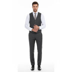 Men's Suit Separate Vest V - neck Adjustable Strap 5Button 2Pockets 202 - 1 Charcoal - J.Valintin Men's Wear Legend - 202 - 1 - Charcoal Vest - 36