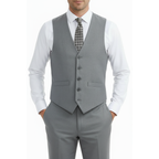 Men's Renoir Suit Vest V-neck Adjustable Strap 5Button 2Pockets 202-2 Lt Gray