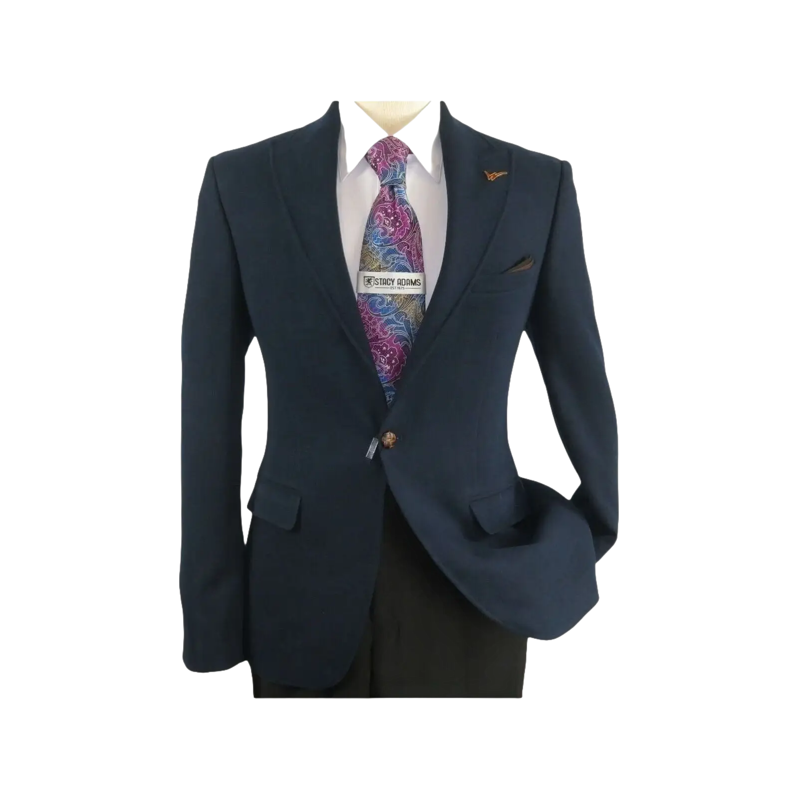 Mens Suit Turkey Flannel Jacket Peak Lapel One Button 20 - 02 Navy Wessi JValintin - J.Valintin Men's Wear Legend - 72079