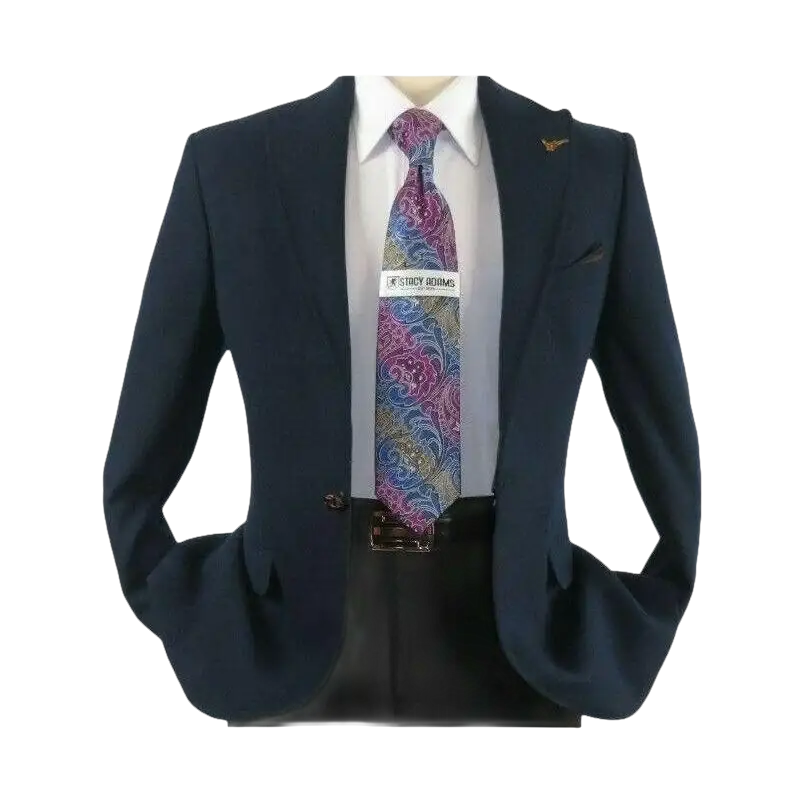 Mens Suit Turkey Flannel Jacket Peak Lapel One Button 20 - 02 Navy Wessi JValintin - J.Valintin Men's Wear Legend - 72079