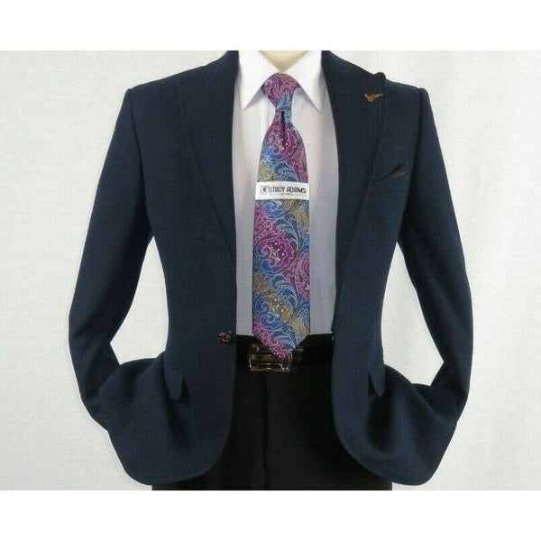 Mens Suit Turkey Flannel Jacket Peak Lapel One Button 20 - 02 Navy Wessi JValintin - J.Valintin Men's Wear Legend - 72079