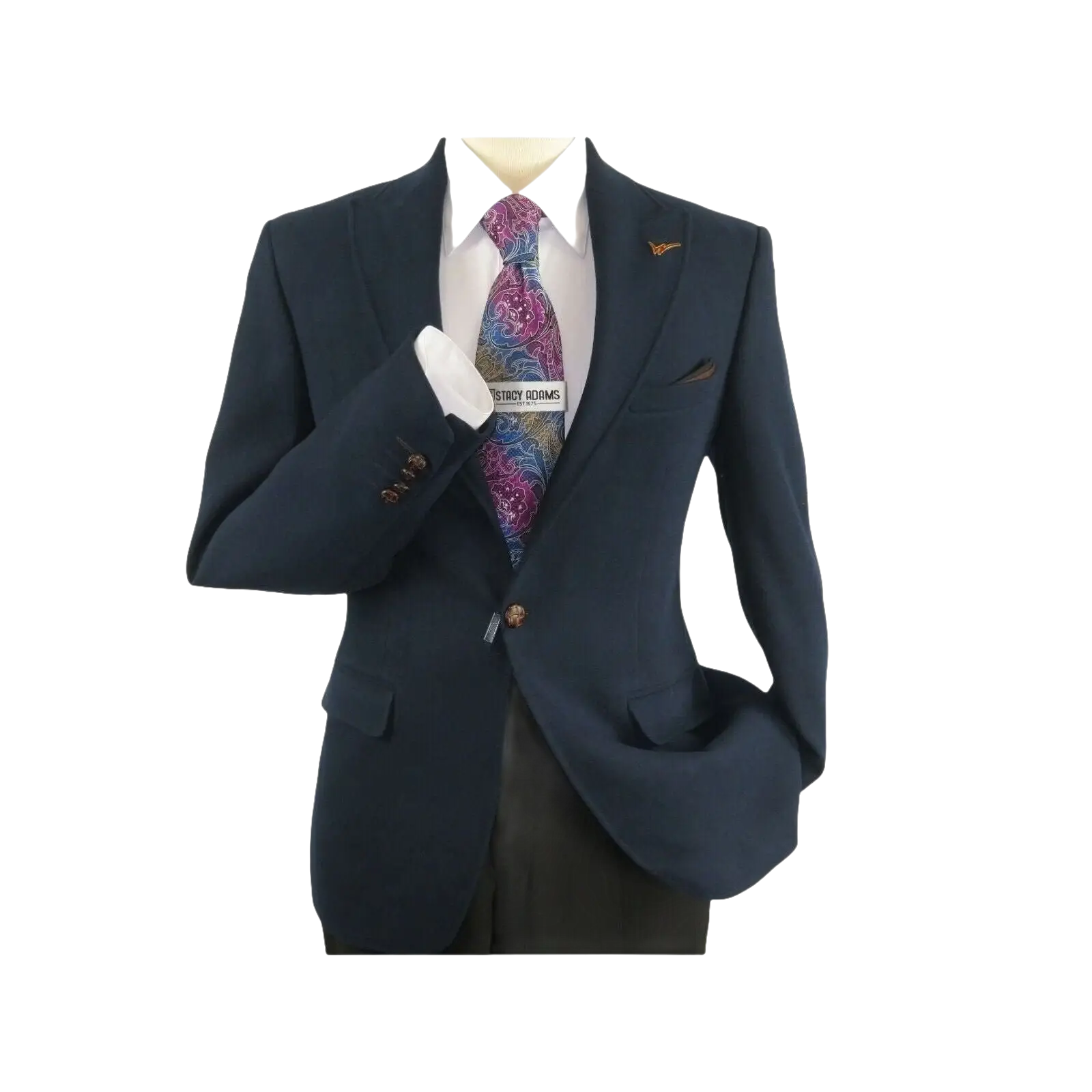 Mens Suit Turkey Flannel Jacket Peak Lapel One Button 20 - 02 Navy Wessi JValintin - J.Valintin Men's Wear Legend - 72079