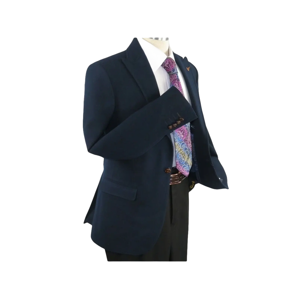 Mens Suit Turkey Flannel Jacket Peak Lapel One Button 20 - 02 Navy Wessi JValintin - J.Valintin Men's Wear Legend - 72079