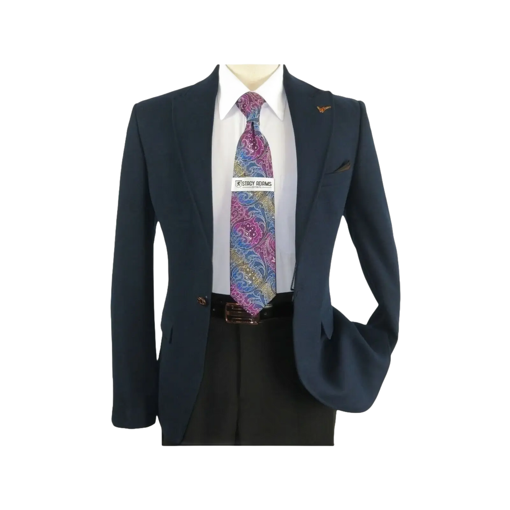 Mens Suit Turkey Flannel Jacket Peak Lapel One Button 20 - 02 Navy Wessi JValintin - J.Valintin Men's Wear Legend - 72079
