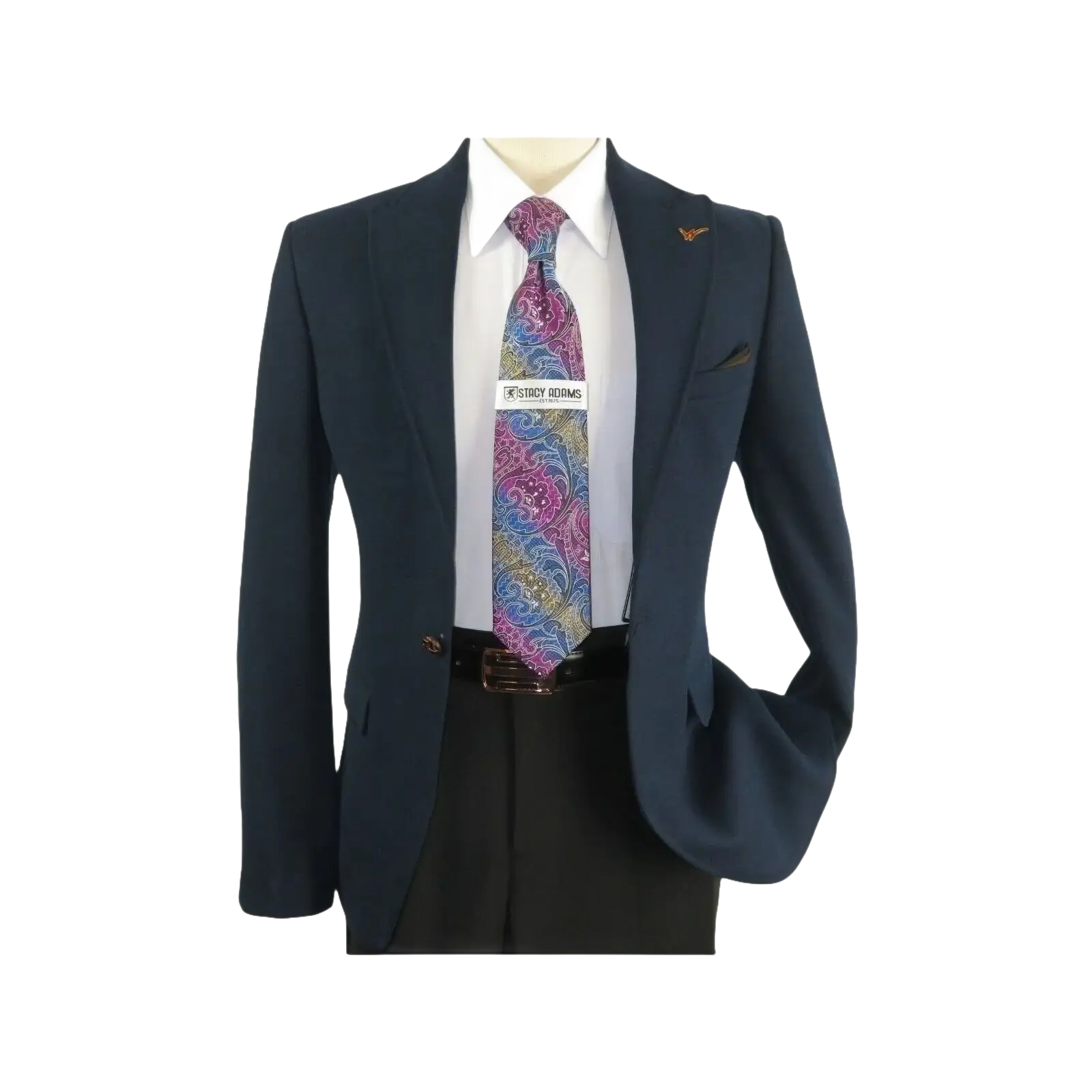 Mens Suit Turkey Flannel Jacket Peak Lapel One Button 20 - 02 Navy Wessi JValintin - J.Valintin Men's Wear Legend - 72079