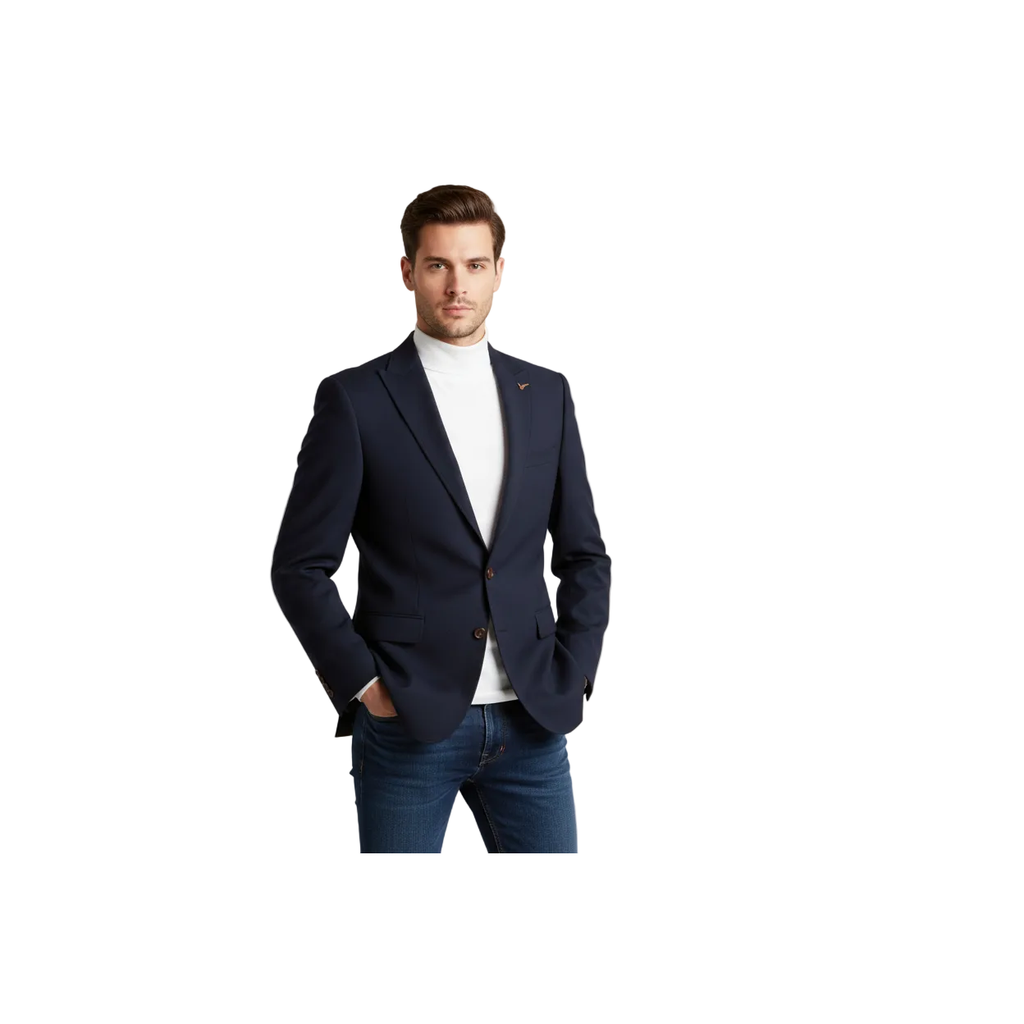 Mens Jacket Turkey Flannel Peak Lapel One Button 20-02 Navy Wessi JValintin