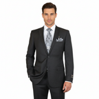 Men's Suit Wool Cashmere Georgio Cosani Two Buttons 910-04 Gray Pinstripe