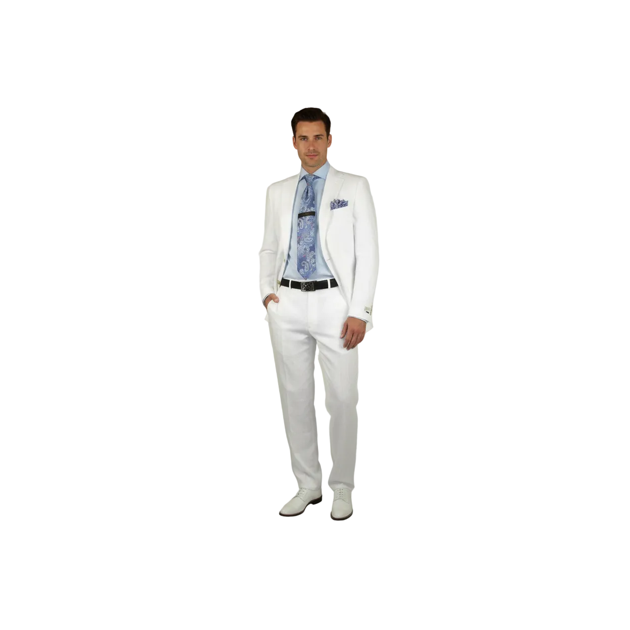 Mens Summer Linen Suit Apollo King Half Lined 2 Button European LN6 White Party