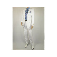 Mens Summer Linen Suit Apollo King Half Lined 2 Button European LN6 White Party - J.Valintin Men's Wear Legend - 93799