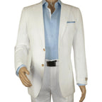 Mens Summer Linen Suit Apollo King Half Lined 2 Button European LN6 White Party - J.Valintin Men's Wear Legend - 93799