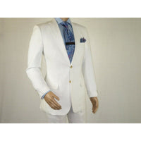 Mens Summer Linen Suit Apollo King Half Lined 2 Button European LN6 White Party - J.Valintin Men's Wear Legend - 93799