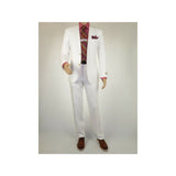 Men's Summer Linen Suit Apollo King Half Lined 2 Button Modern Fit SLN8 White - J.Valintin Men's Wear Legend - 7818