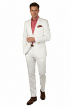 Men's Summer Linen Suit Apollo King Half Lined 2 Button Modern Fit SLN8 White