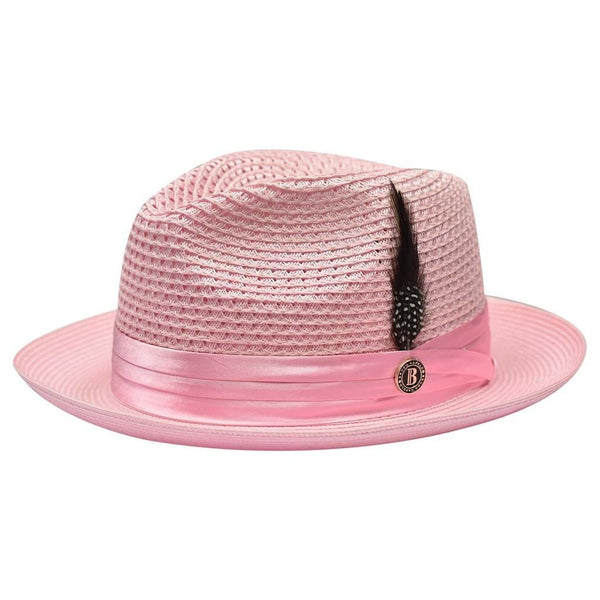 Men's Summer Spring Braid Straw style Hat by BRUNO CAPELO JULIAN JU902 Pink - J.Valintin Men's Wear Legend - Ju902 - Pink - S