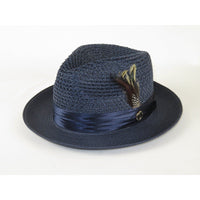 Men's Summer Spring Braid Straw style Hat by BRUNO CAPELO JULIAN JU907 Navy - J.Valintin Men's Wear Legend - Ju907 - Navy - S