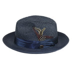 Men's Summer Spring Braid Straw style Hat by BRUNO CAPELO JULIAN JU907 Navy - J.Valintin Men's Wear Legend - Ju907 - Navy - S