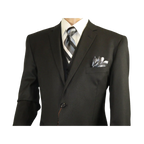 Mens Three Piece Suit Vested VITALI Soft Fabric With Sheen M3090 Black - J.Valintin Men's Wear Legend - 93569