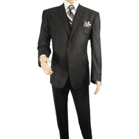 Mens Three Piece Suit Vested VITALI Soft Fabric With Sheen M3090 Black - J.Valintin Men's Wear Legend - 93562