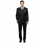 Mens Three Piece Suit Vested VITALI Soft Fabric With Sheen M3090 Black