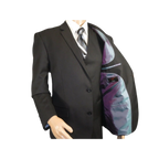 Mens Three Piece Suit Vested VITALI Soft Fabric With Sheen M3090 Black - J.Valintin Men's Wear Legend - 93569