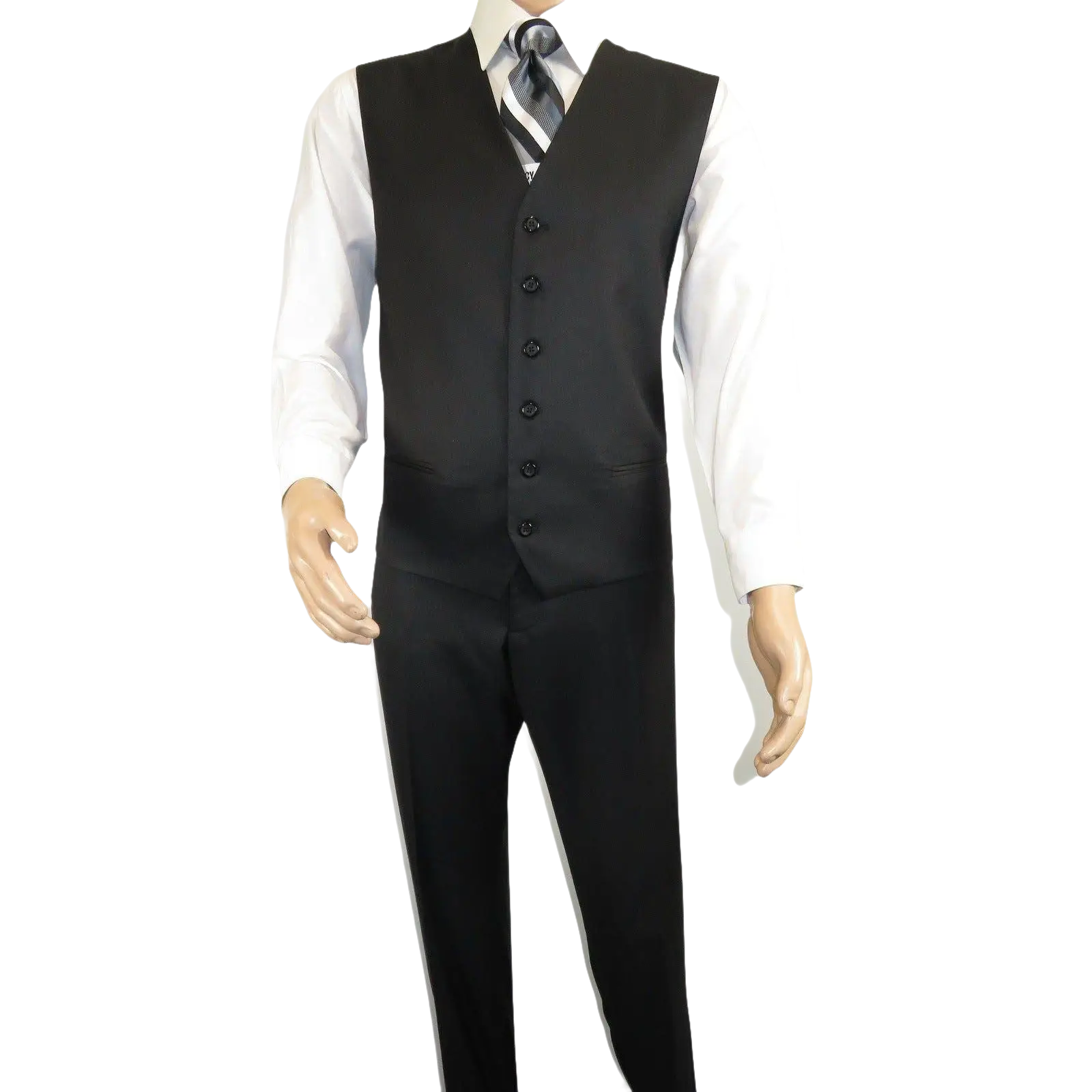 Mens Three Piece Suit Vested VITALI Soft Fabric With Sheen M3090 Black - J.Valintin Men's Wear Legend - 93569