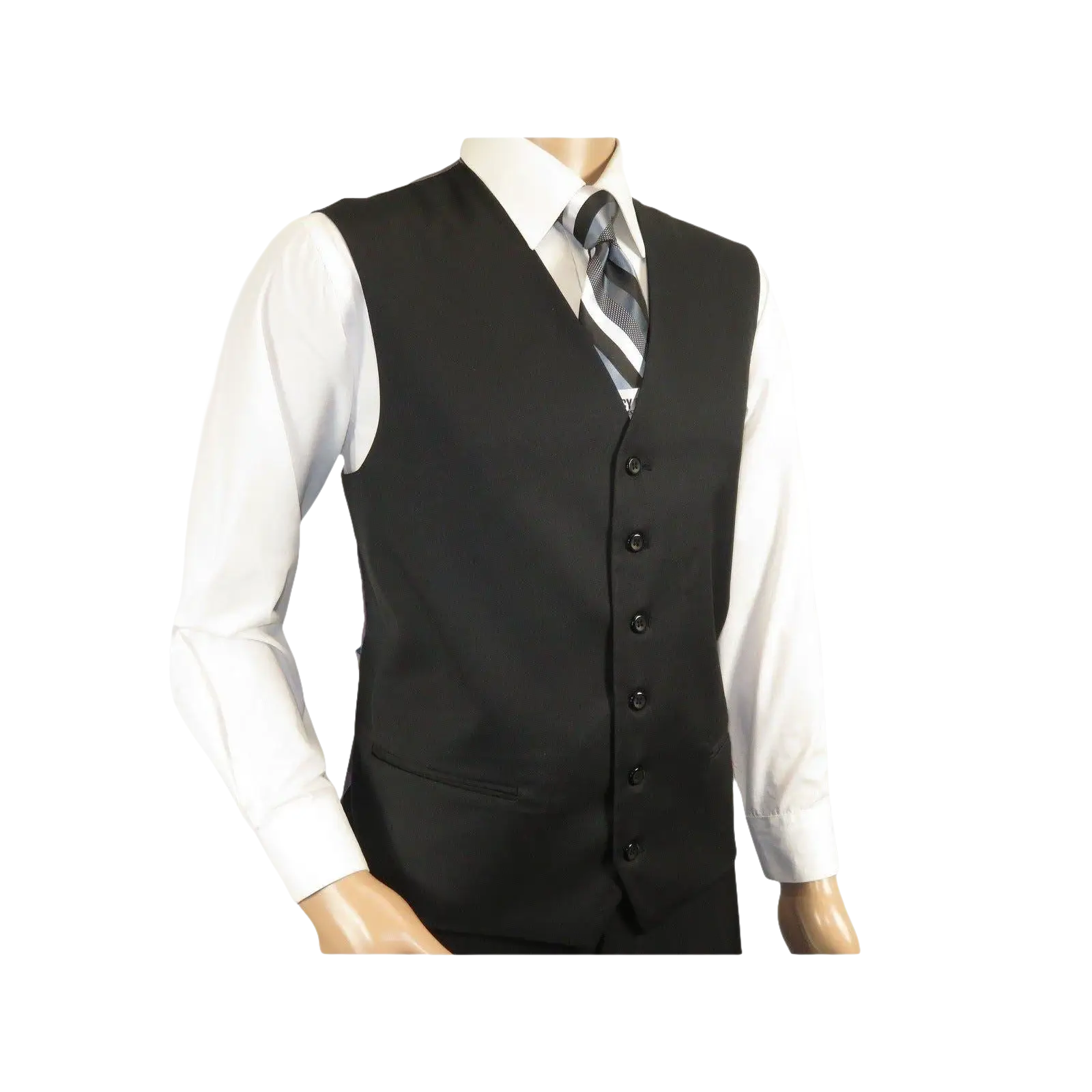 Mens Three Piece Suit Vested VITALI Soft Fabric With Sheen M3090 Black - J.Valintin Men's Wear Legend - 93569