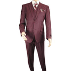 Mens Three Piece Suit Vested VITALI Soft Fabric With Sheen M3090 Burgundy 3Piece - J.Valintin Men's Wear Legend - 93633