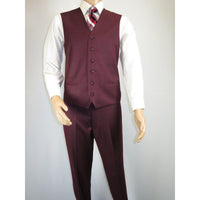 Mens Three Piece Suit Vested VITALI Soft Fabric With Sheen M3090 Burgundy 3Piece - J.Valintin Men's Wear Legend - 93633