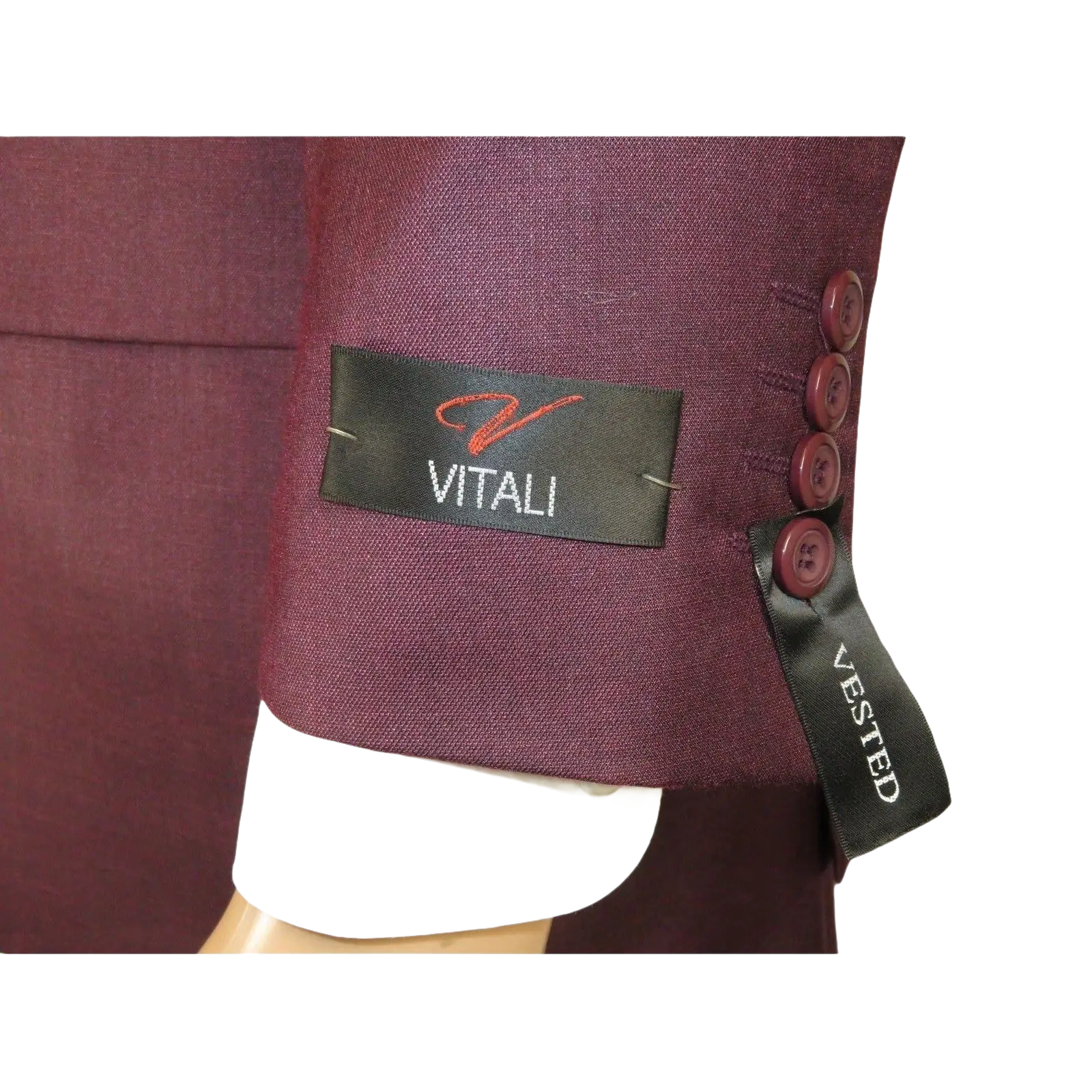 Mens Three Piece Suit Vested VITALI Soft Fabric With Sheen M3090 Burgundy 3Piece - J.Valintin Men's Wear Legend - 93633