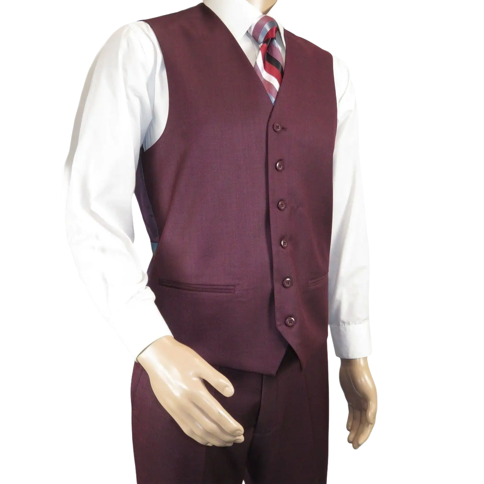 Mens Three Piece Suit Vested VITALI Soft Fabric With Sheen M3090 Burgundy 3Piece - J.Valintin Men's Wear Legend - 93633