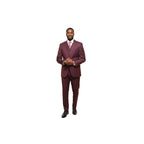 Mens Three Piece Suit Vested VITALI Soft Fabric With Sheen M3090 Burgundy 3Piece - J.Valintin Men's Wear Legend - 93633