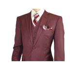Mens Three Piece Suit Vested VITALI Soft Fabric With Sheen M3090 Burgundy 3Piece - J.Valintin Men's Wear Legend - 93633