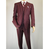 Mens Three Piece Suit Vested VITALI Soft Fabric With Sheen M3090 Burgundy 3Piece - J.Valintin Men's Wear Legend - 93633