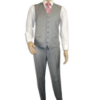 Mens Three Piece Suit Vested VITALI Soft Fabric With Sheen M3090 Stone Gray 3pc - J.Valintin Men's Wear Legend - 93610