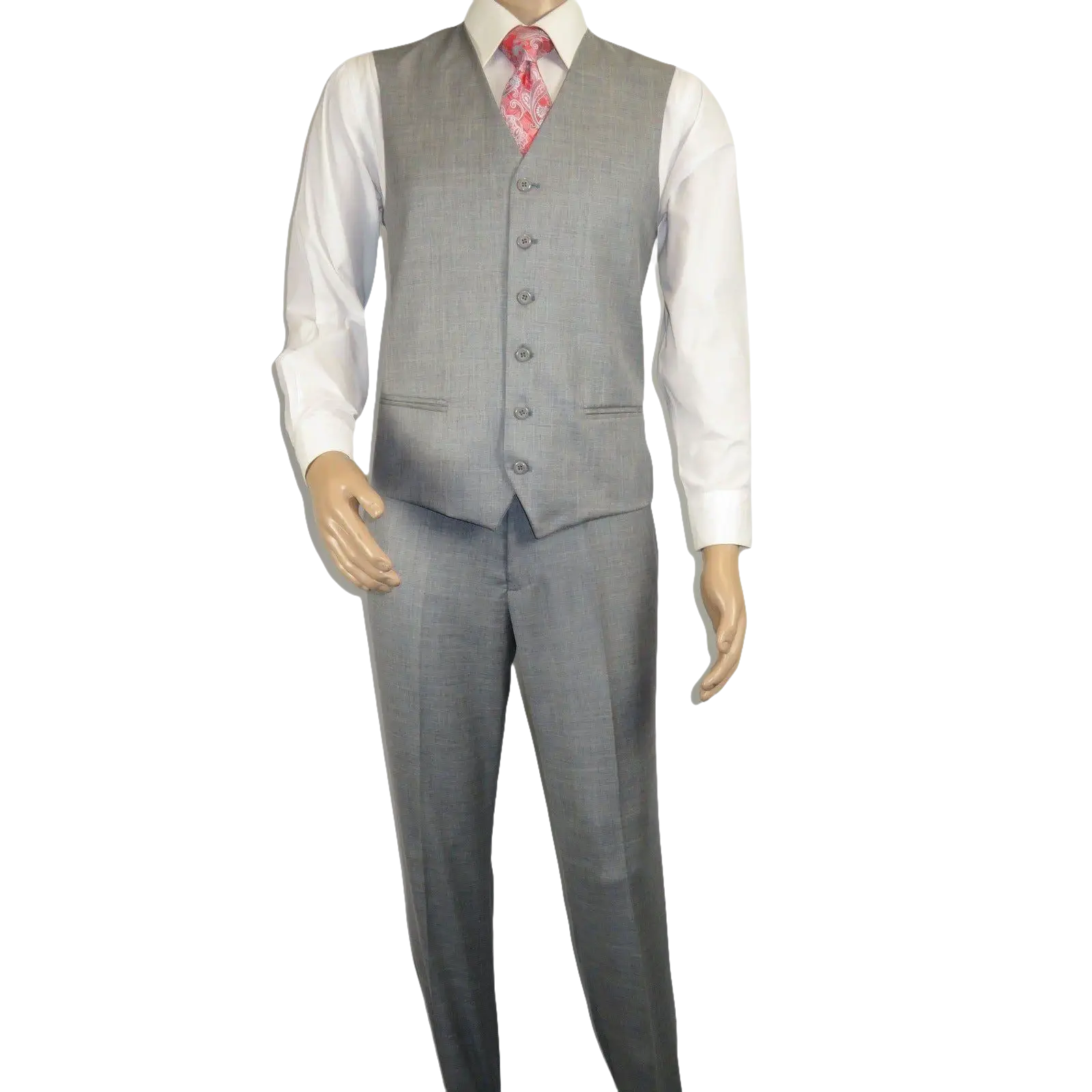 Mens Three Piece Suit Vested VITALI Soft Fabric With Sheen M3090 Stone Gray 3pc - J.Valintin Men's Wear Legend - 93610