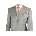 Mens Three Piece Suit Vested VITALI Soft Fabric With Sheen M3090 Stone Gray 3pc - J.Valintin Men's Wear Legend - 93610