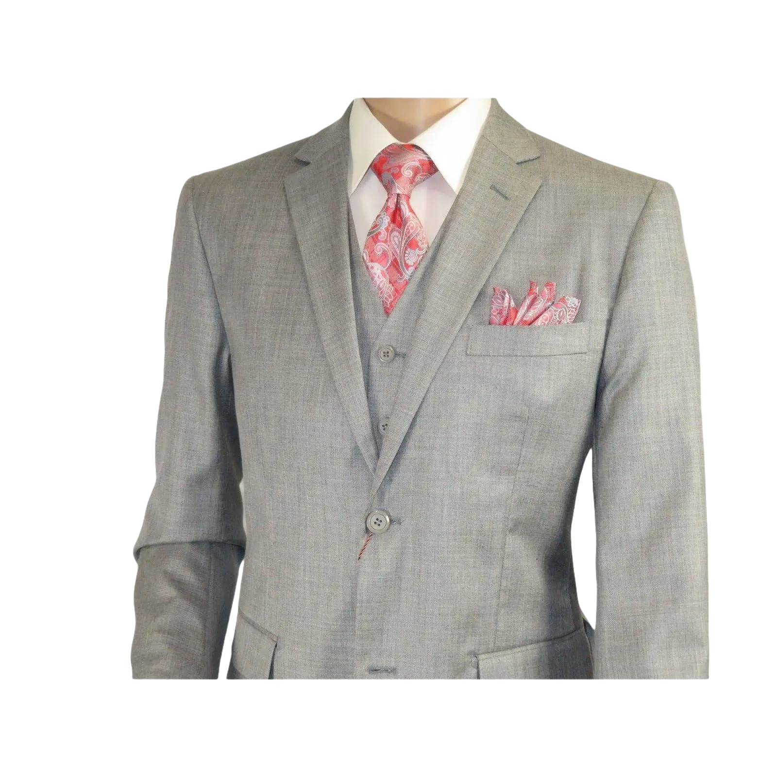 Mens Three Piece Suit Vested VITALI Soft Fabric With Sheen M3090 Stone Gray 3pc - J.Valintin Men's Wear Legend - 93610