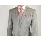 Mens Three Piece Suit Vested VITALI Soft Fabric With Sheen M3090 Stone Gray 3pc - J.Valintin Men's Wear Legend - 93610