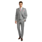 Mens Three Piece Suit Vested VITALI Soft Fabric With Sheen M3090 Stone Gray 3pc - J.Valintin Men's Wear Legend - 93610