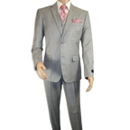 Mens Three Piece Suit Vested VITALI Soft Fabric With Sheen M3090 Stone Gray 3pc - J.Valintin Men's Wear Legend - 93610