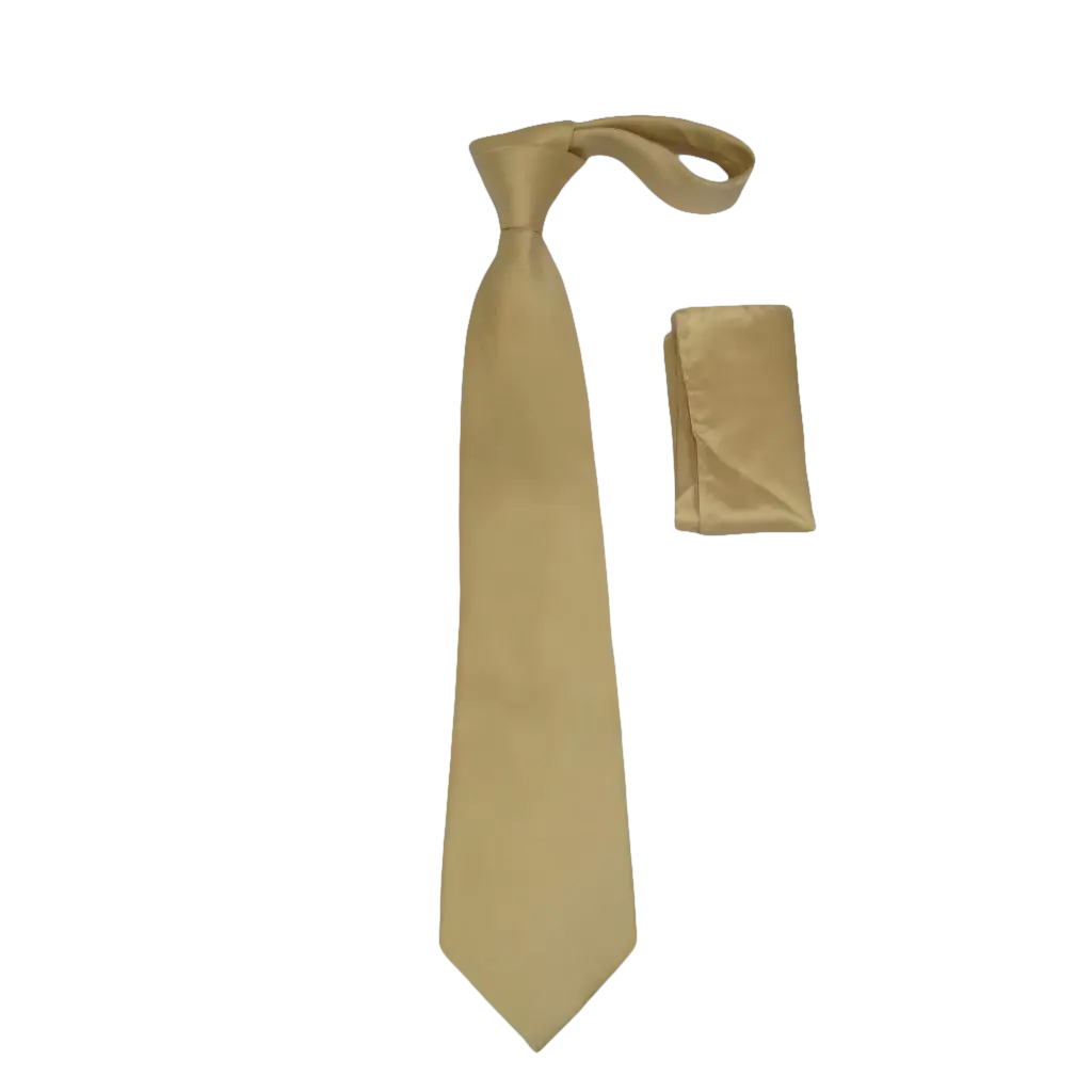 Men's Tie and Hankie Set by J.Valintin Collection #Pro4 Solid Beige